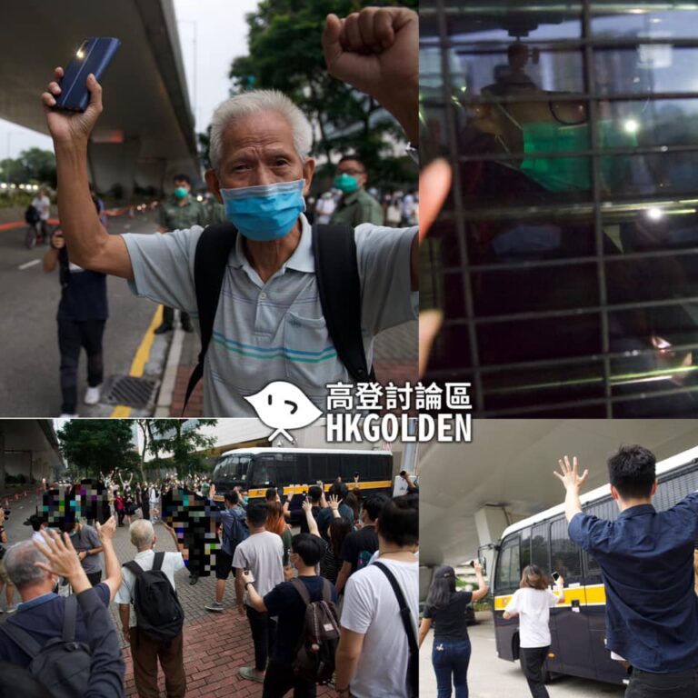 超過200名家屬及送車師到西九龍法院外送車