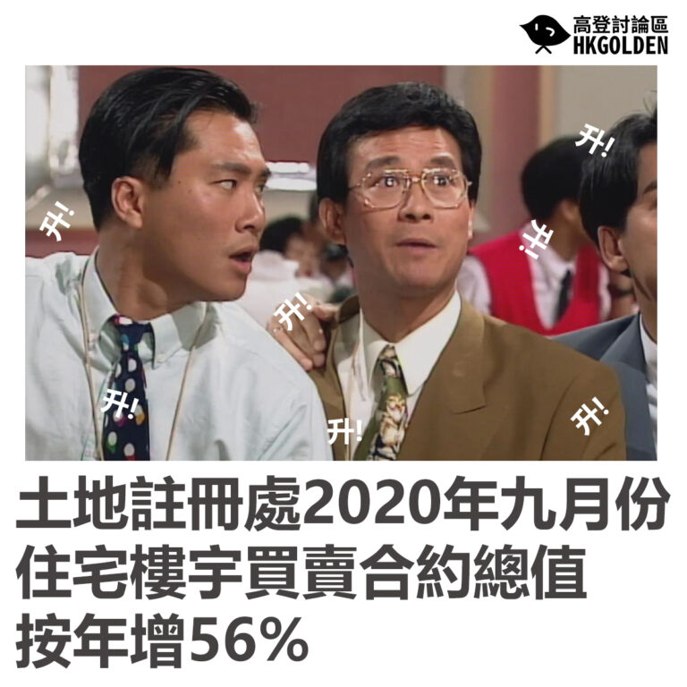 土地註冊處2020年九月份住宅樓宇買賣合約總值按年增56%
