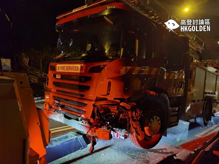 西貢消防車突然失控撞到單車  傷者不治