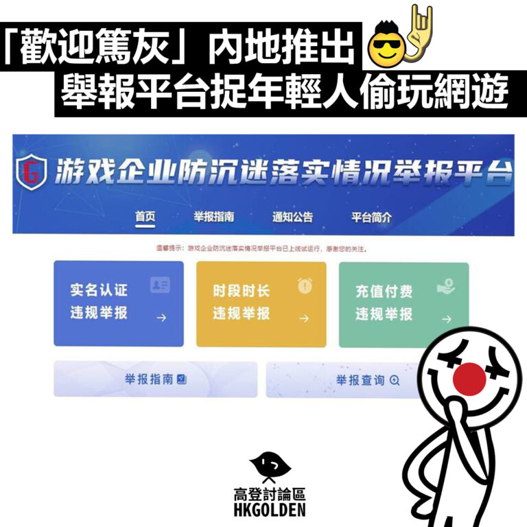 【「歡迎篤灰」內地推出舉報平台捉年輕人偷玩網遊】