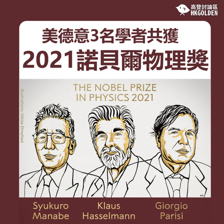 【美德意3名學者共獲2021諾貝爾物理獎】