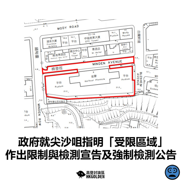 【政府就尖沙咀指明「受限區域」作出限制與檢測宣告及強制檢測公告】