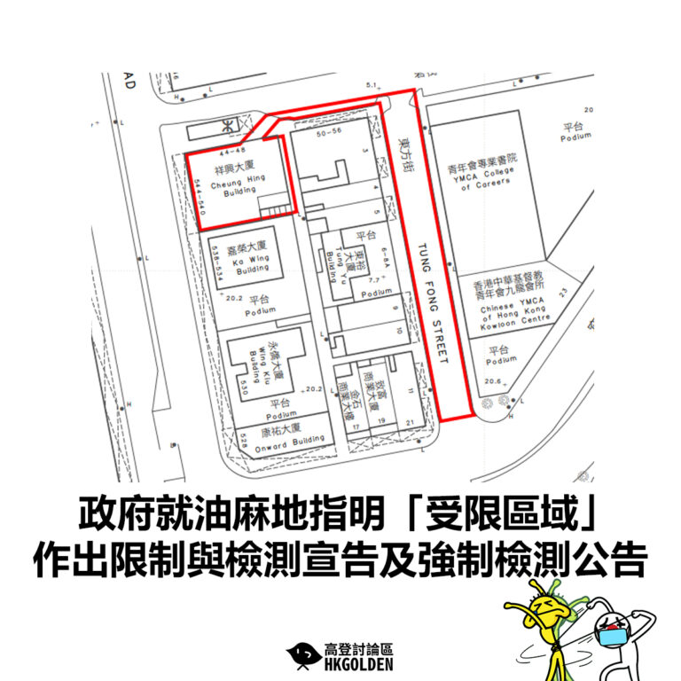 【政府就油麻地指明「受限區域」作出限制與檢測宣告及強制檢測公告】