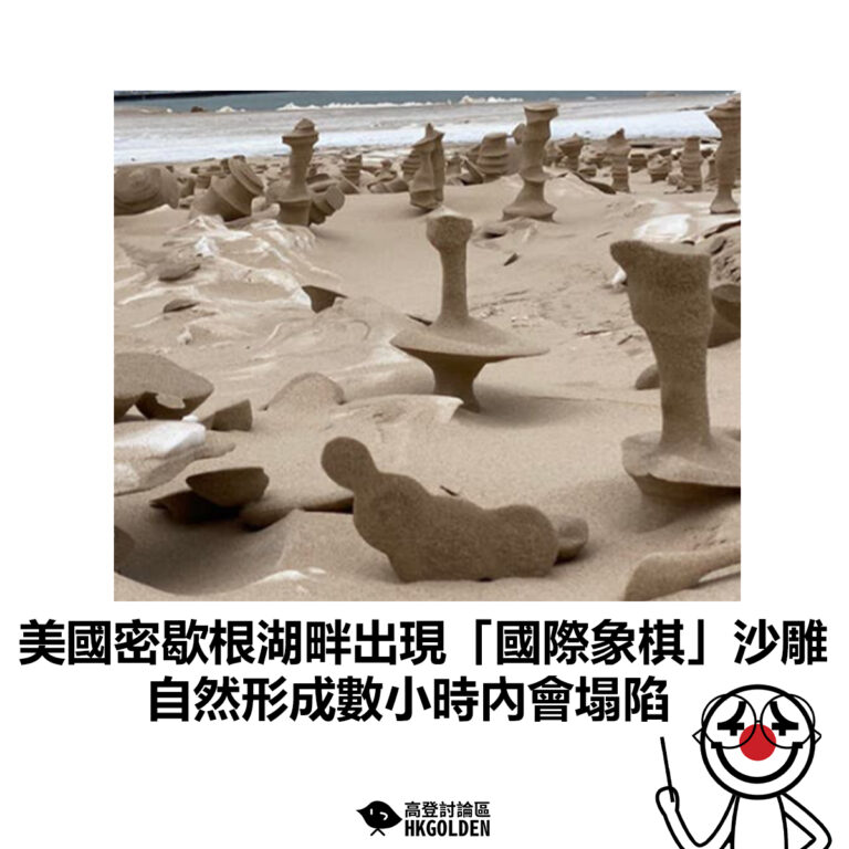 【美國密歇根湖畔出現「國際象棋」沙雕 自然形成數小時內會塌陷】