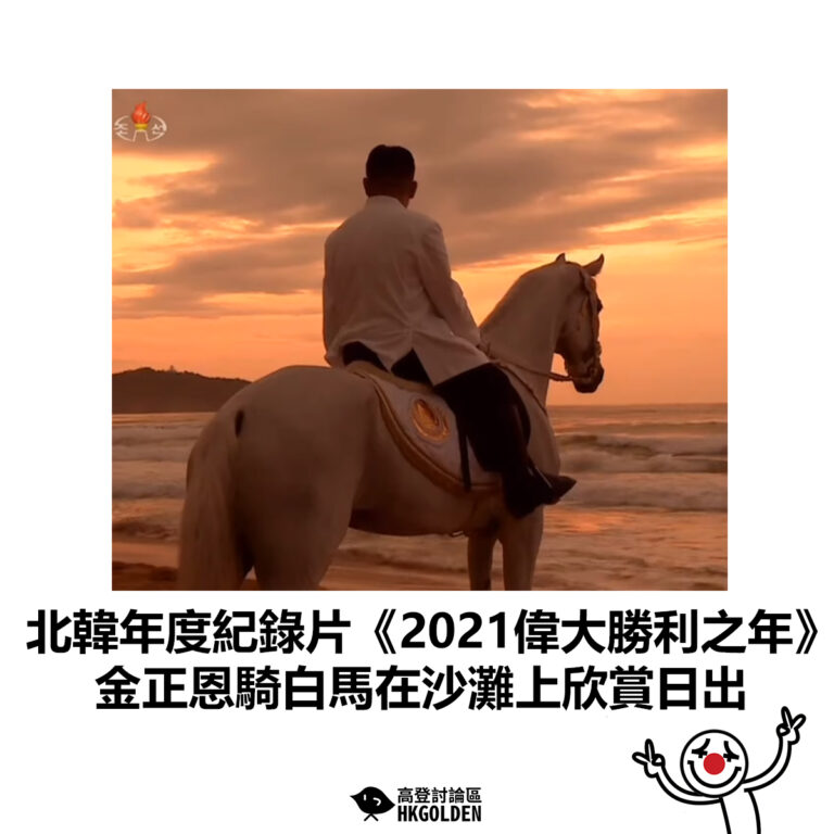 【北韓年度紀錄片《2021偉大勝利之年》 金正恩騎白馬在沙灘上欣賞日出】