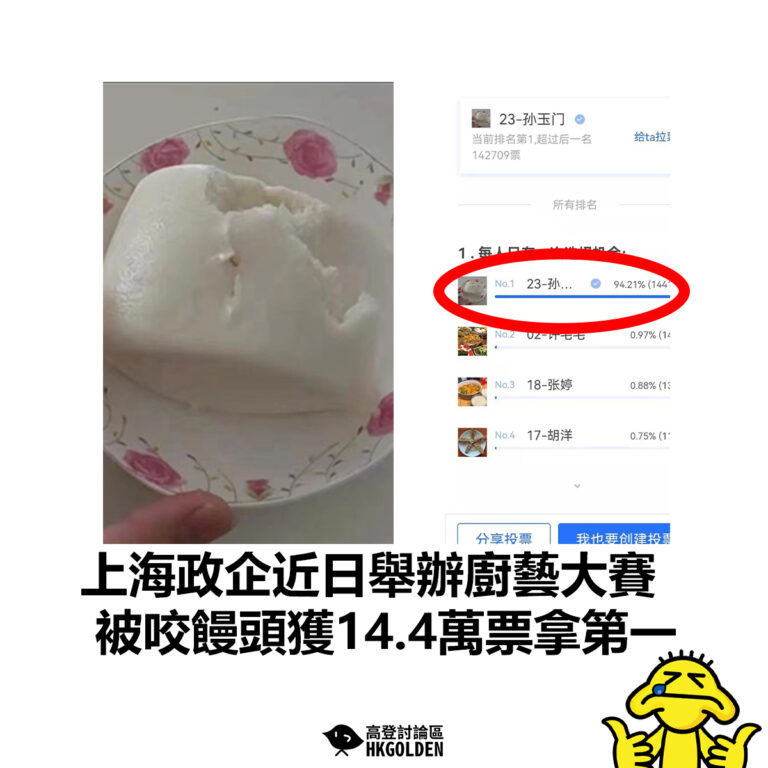 【上海政企近日舉辦廚藝大賽  被咬饅頭獲14.4萬票拿第一】