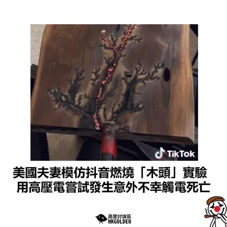 【美國夫妻模仿抖音燃燒「木頭」實驗  用高壓電嘗試發生意外不幸觸電死亡】