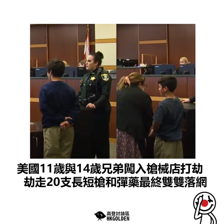 【美國11歲與14歲兄弟闖入槍械店打劫 劫走20支長短槍和彈藥最終雙雙落網】