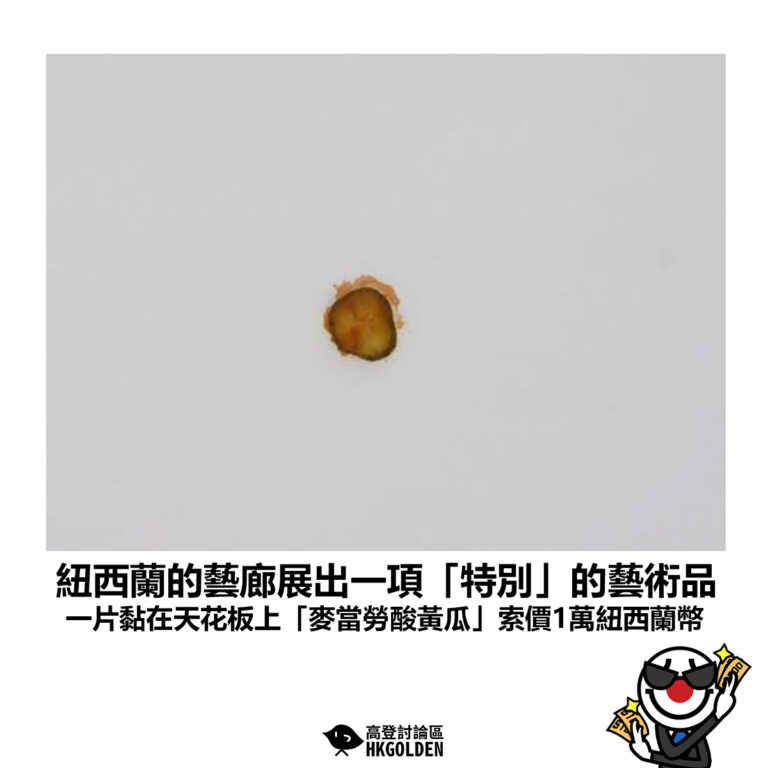 【紐西蘭的藝廊展出一項「特別」的藝術品 一片黏在天花板上「麥當勞酸黃瓜」索價1萬紐西蘭幣】