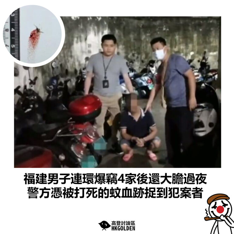 【福建男子連環爆竊4家後還大膽過夜 警方憑被打死的蚊血跡捉到犯案者】