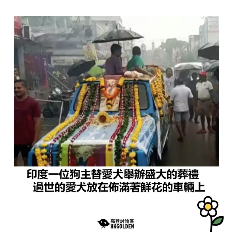 【印度一位狗主替愛犬舉辦盛大的葬禮 過世的愛犬放在佈滿著鮮花的車輛上】