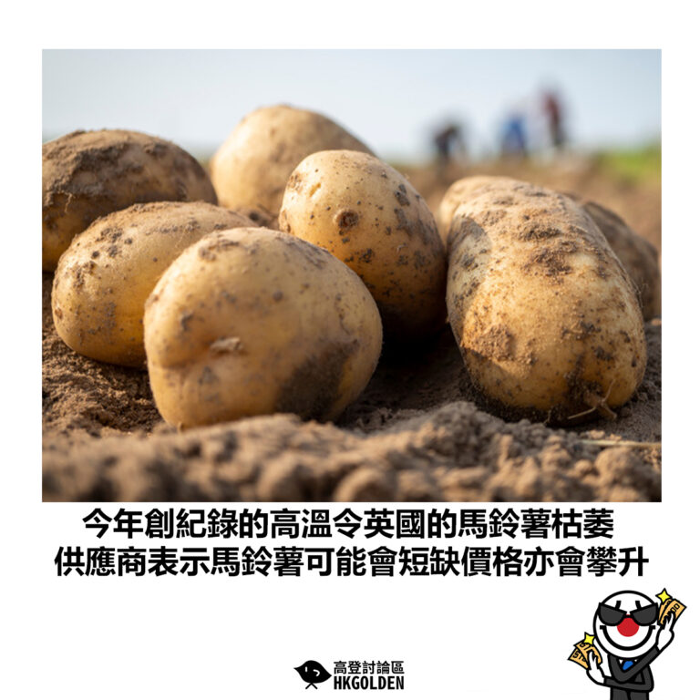 【今年創紀錄的高溫令英國的馬鈴薯枯萎 供應商表示馬鈴薯可能會短缺價格亦會攀升】