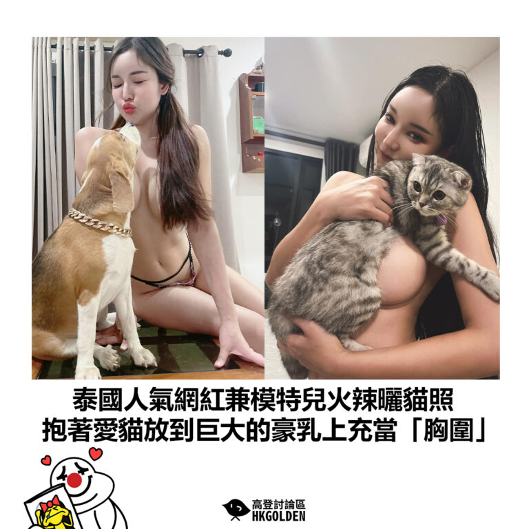 【泰國人氣網紅兼模特兒火辣曬貓照 抱著愛貓放到巨大的豪乳上充當「胸圍」】