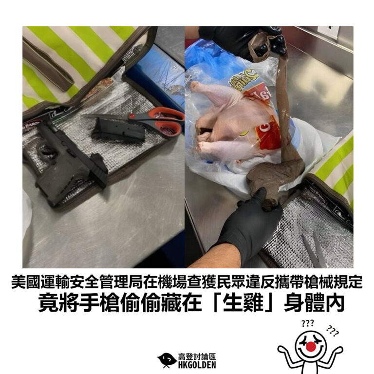 【美國運輸安全管理局在機場查獲民眾違反攜帶槍械規定 竟將手槍偷偷藏在「生雞」身體內】