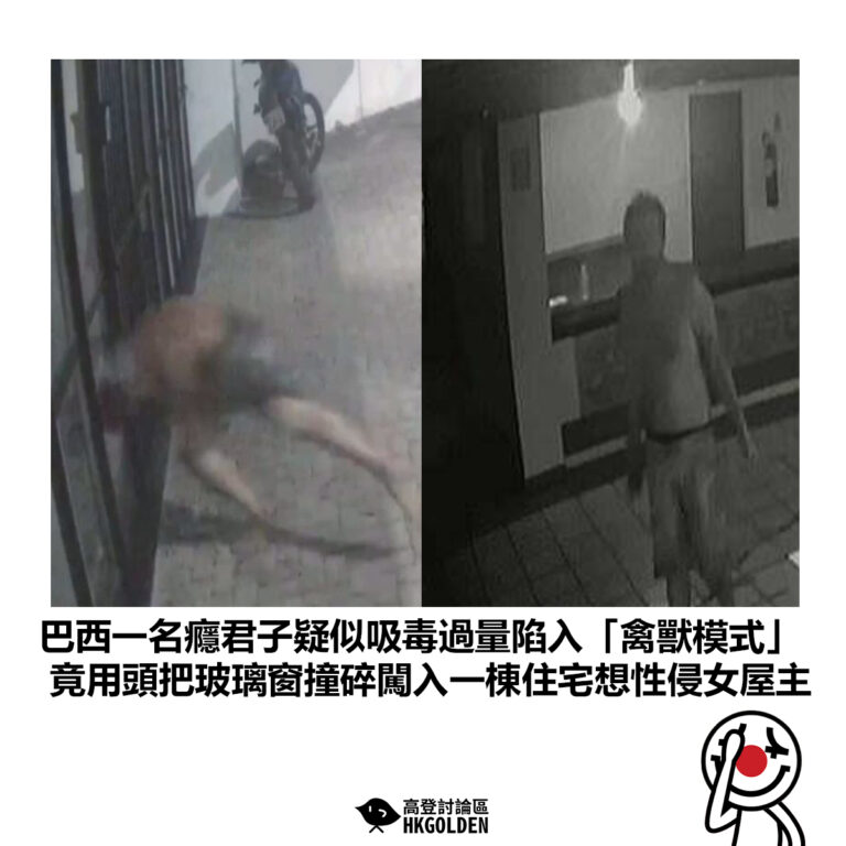 【巴西一名癮君子疑似吸毒過量陷入「禽獸模式」 竟用頭把玻璃窗撞碎闖入一棟住宅想性侵女屋主】
