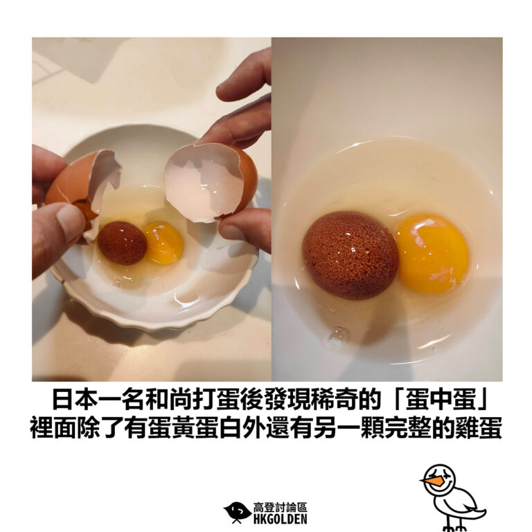 【日本一名和尚打蛋後發現稀奇的「蛋中蛋」裡面除了有蛋黃、蛋白外還有另一顆完整的雞蛋】