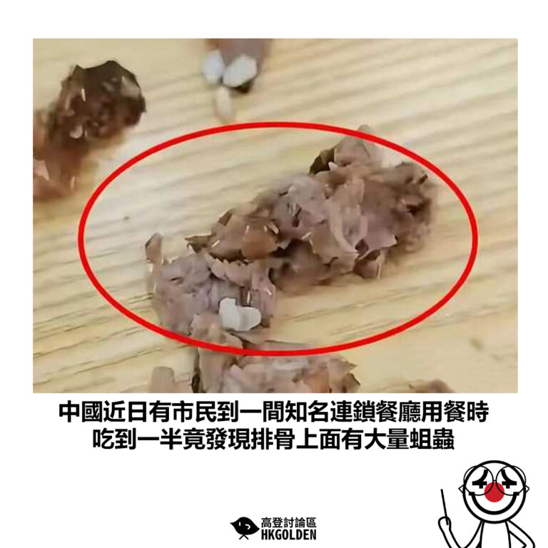 【中國近日有市民到一間知名連鎖餐廳用餐時 吃到一半竟發現排骨上面有大量蛆蟲】