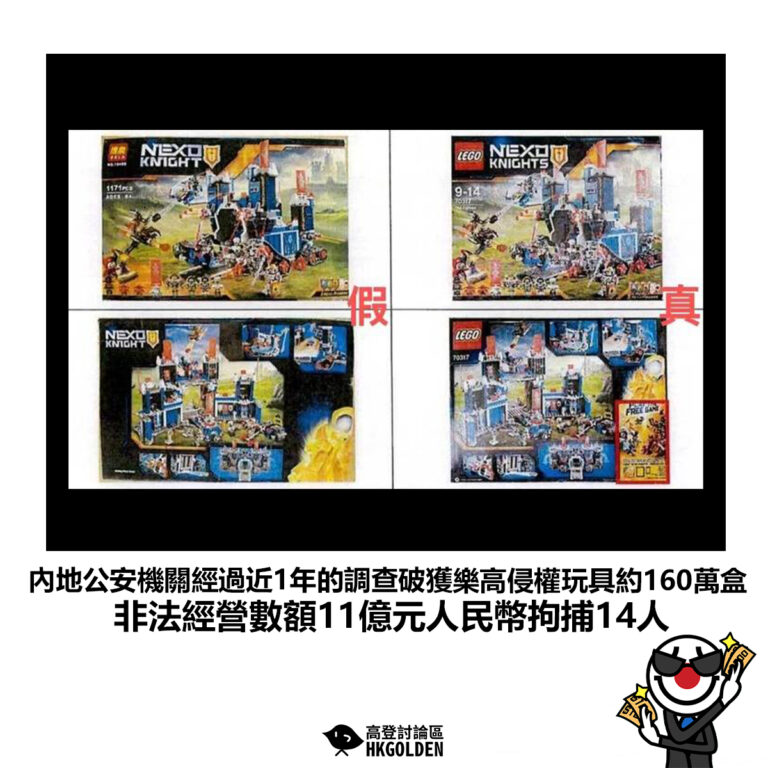【內地公安機關經過近1年的調查破獲樂高侵權玩具約160萬盒 非法經營數額11億餘元拘捕14人】