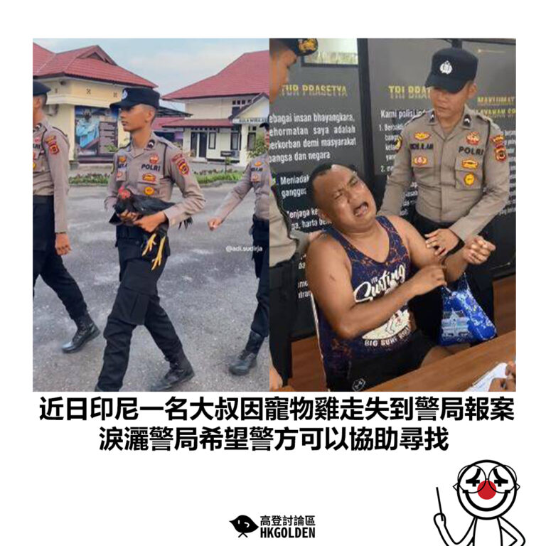 【近日印尼一名大叔因寵物雞走失到警局報案 淚灑警局希望警方可以協助尋找】