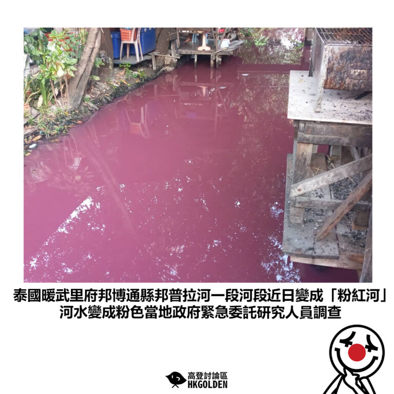 【泰國暖武里府邦博通縣邦普拉河一段河段近日變成「粉紅河」河水變成粉色當地政府緊急委託研究人員調查】