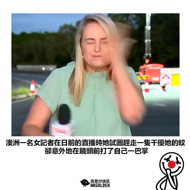 【澳洲一名女記者在日前的直播時她試圖趕走一隻干擾她的蚊 卻意外地在鏡頭前打了自己一巴掌】