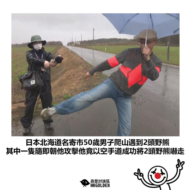 【日本北海道名寄市50歲男子爬山遇到2頭野熊 其中一隻隨即朝他攻擊他竟以空手道成功將2頭野熊嚇走】