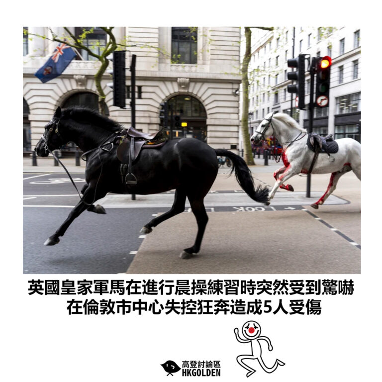 【英國皇家軍馬在進行晨操練習時突然受到驚嚇 在倫敦市中心失控狂奔造成5人受傷】