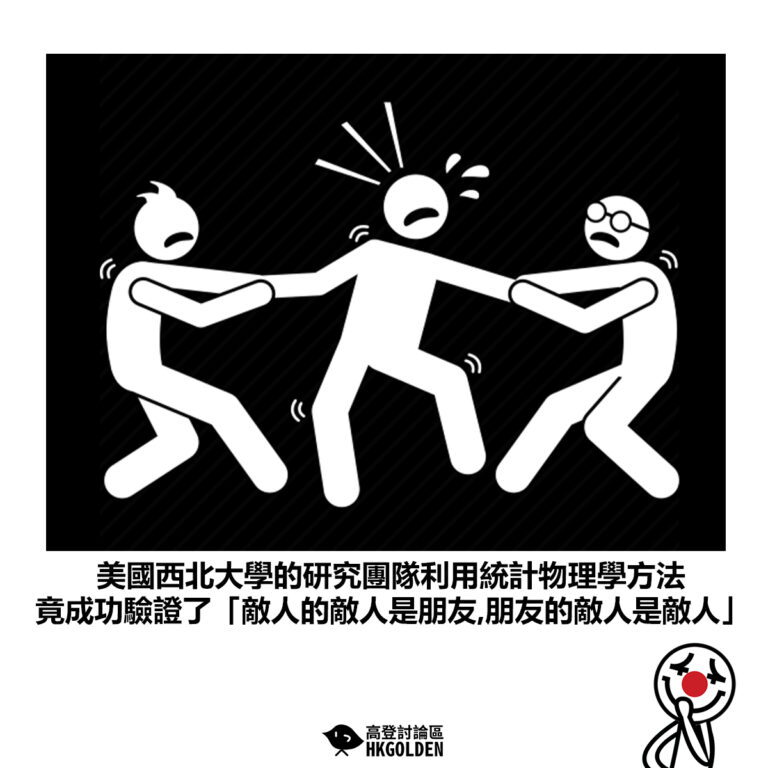 【美國西北大學的研究團隊利用統計物理學方法  竟成功驗證了「敵人的敵人是朋友，朋友的敵人是敵人」】