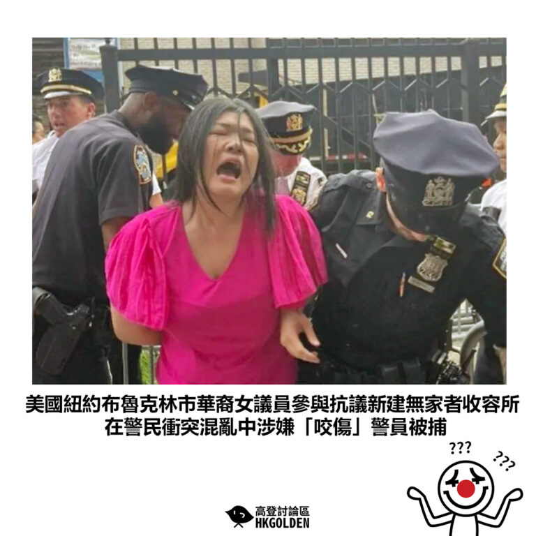【美國紐約布魯克林市華裔女議員參與抗議新建無家者收容所 在警民衝突混亂中涉嫌「咬傷」警員被捕】