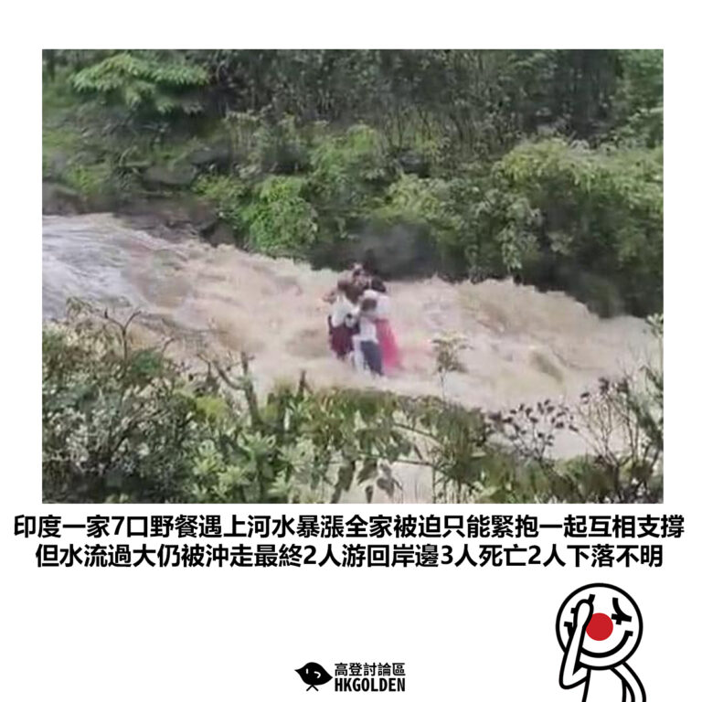 【印度一家7口野餐遇上河水暴漲全家被迫只能緊抱一起互相支撐但水流過大仍被沖走最終2人游回岸邊3人死亡2人下落不明 】