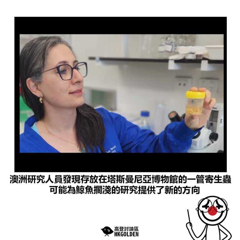【澳洲研究人員發現存放在塔斯曼尼亞博物館的一管寄生蟲 可能為鯨魚擱淺的研究提供了新的方向】