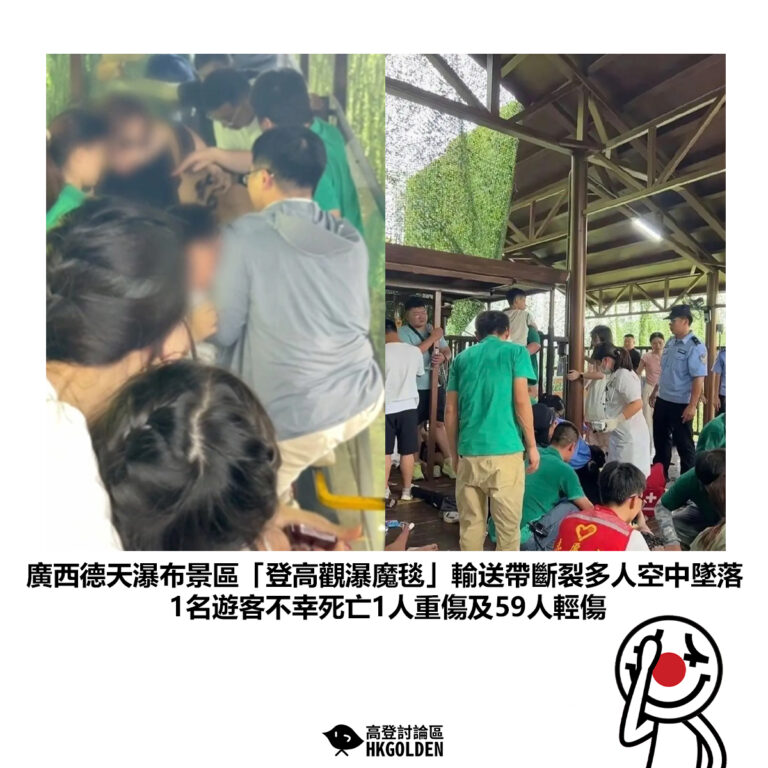 【廣西德天瀑布景區「登高觀瀑魔毯」輸送帶斷裂多人空中墜落 1名遊客不幸死亡1人重傷及59人輕傷】
