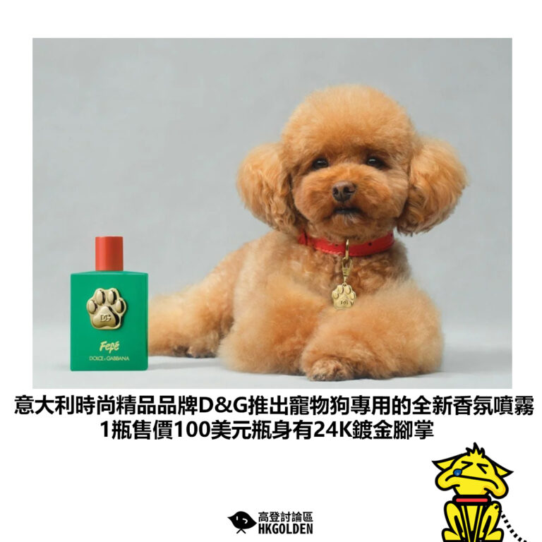 【意大利時尚精品品牌D&G推出寵物狗專用的全新香氛噴霧 1瓶售價100美元瓶身有24K鍍金腳掌】