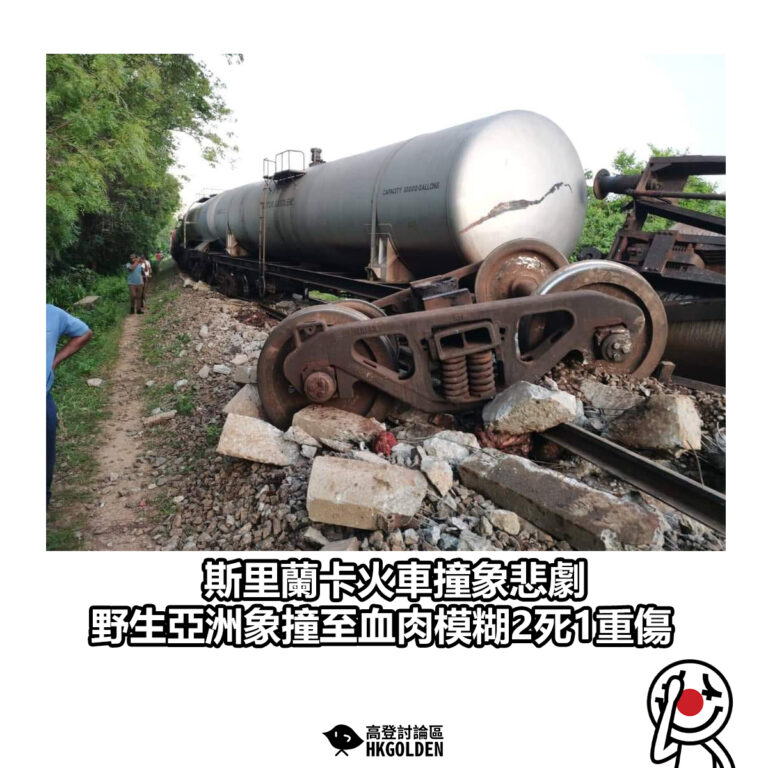 【斯里蘭卡火車撞象悲劇 野生亞洲象撞至血肉模糊2死1重傷】