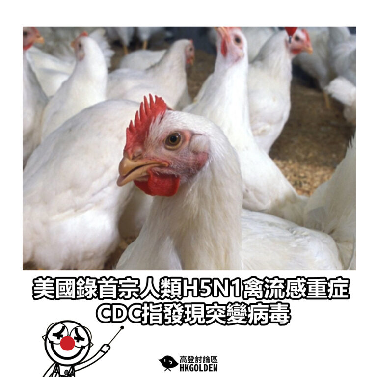 【美國錄首宗人類H5N1禽流感重症 CDC指發現突變病毒】