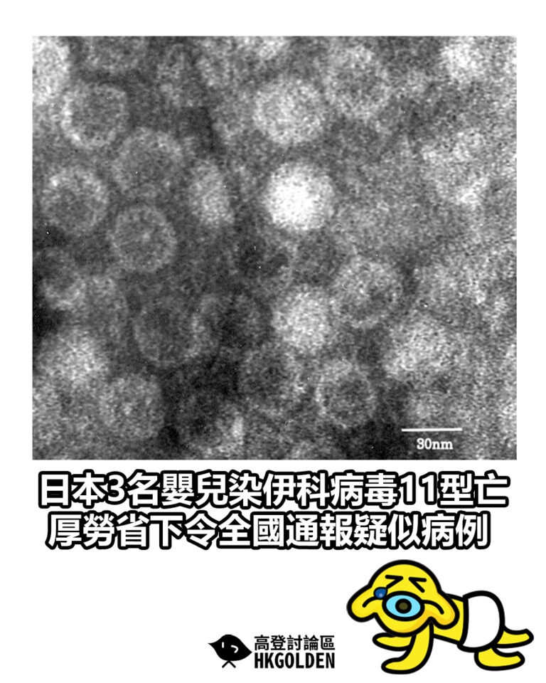 【日本3名嬰兒染伊科病毒11型亡 厚勞省下令全國通報疑似病例】