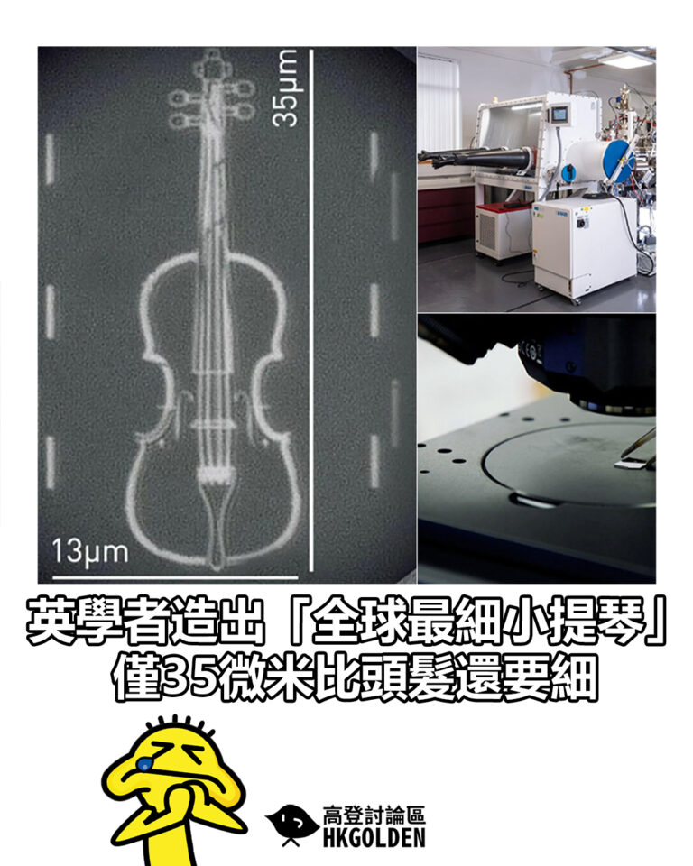 【英學者造出「全球最細小提琴」　僅35微米比頭髮還要細】