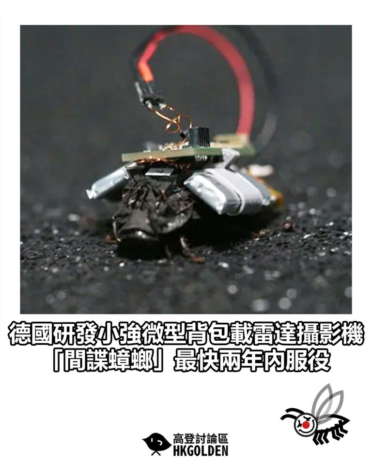 【德國研發小強微型背包載雷達攝影機 「間諜蟑螂」最快兩年內服役】