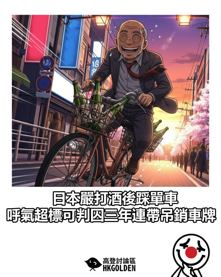 【日本嚴打酒後踩單車　呼氣超標可判囚三年連帶吊銷車牌】