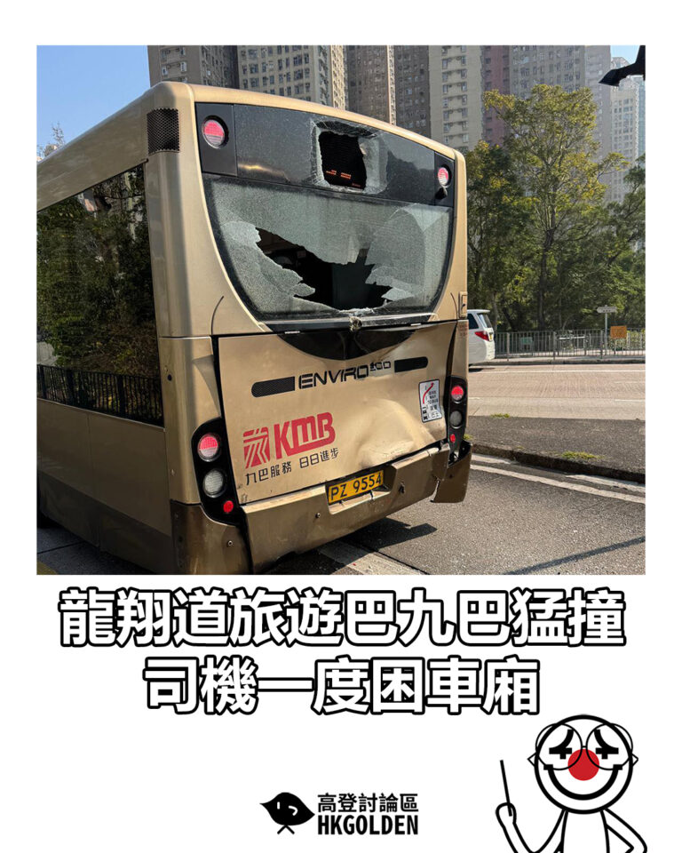 【龍翔道旅遊巴九巴猛撞 司機一度困車廂】