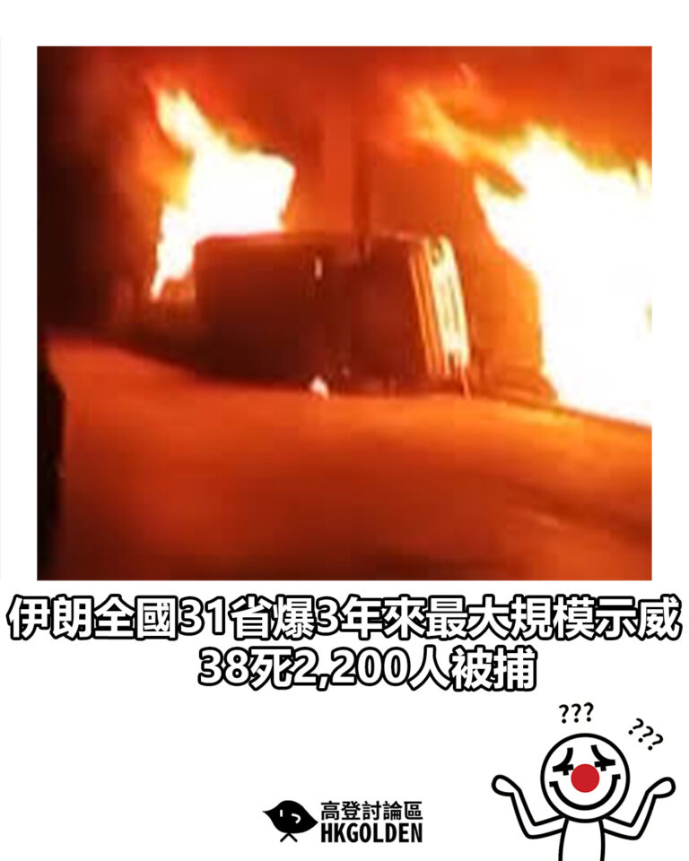 【伊朗全國31省爆3年來最大規模示威  38死2,200人被捕】