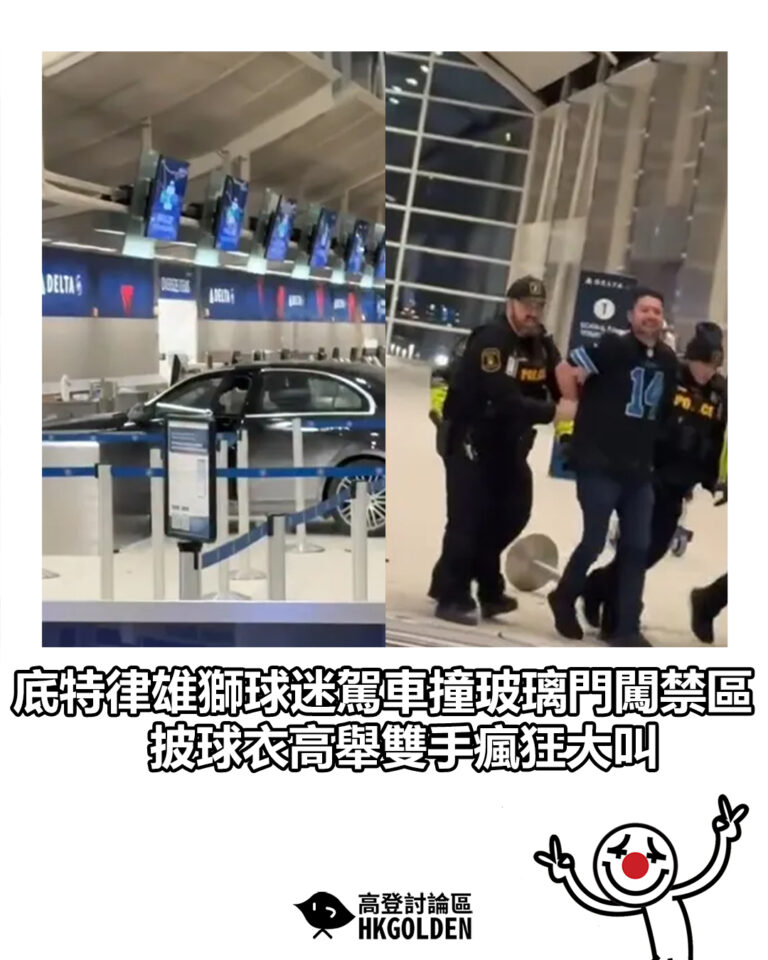 【底特律雄獅球迷駕車撞玻璃門闖禁區 披球衣高舉雙手瘋狂大叫】