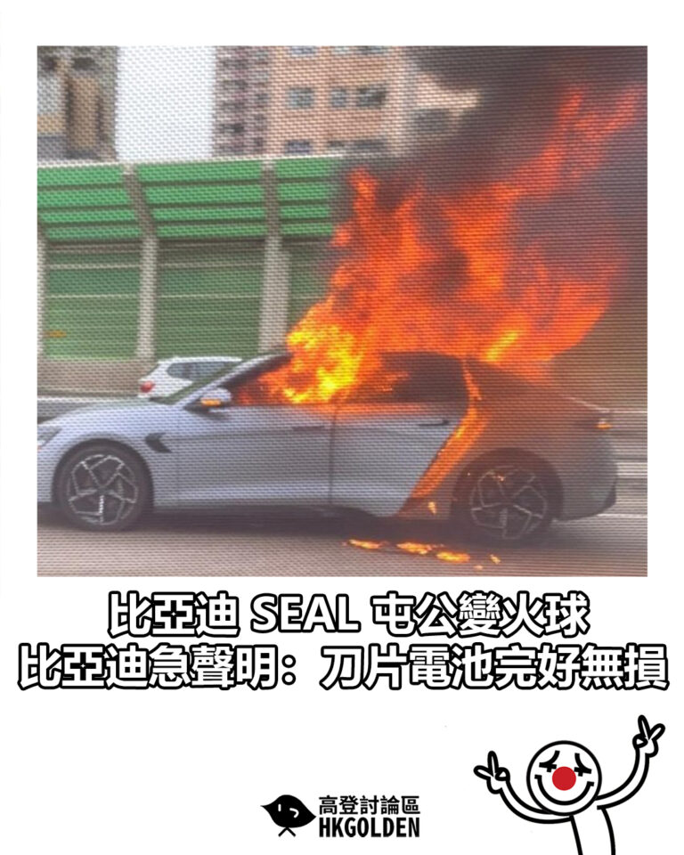 【比亞迪 SEAL 屯公變火球  比亞迪急聲明：刀片電池完好無損】