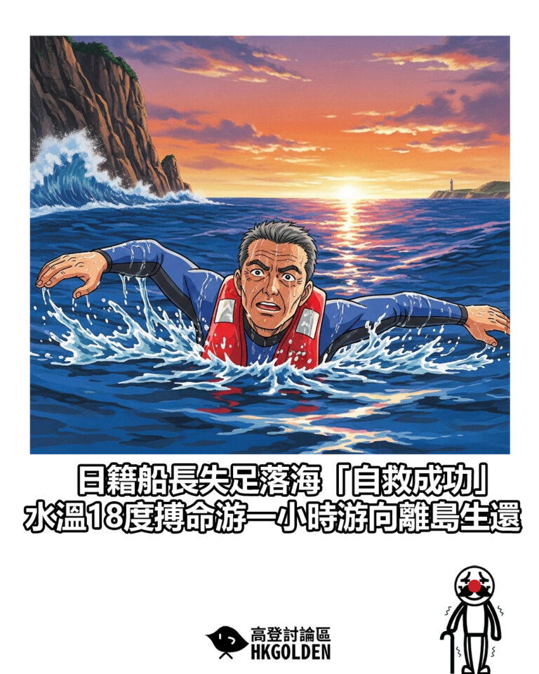 【日籍船長失足落海「自救成功」　水溫18度搏命游一小時游向離島生還】