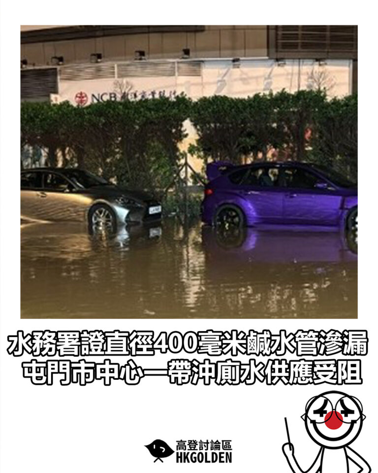 【水務署證直徑400毫米鹹水管滲漏 屯門市中心一帶沖廁水供應受阻】