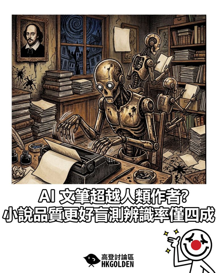 【AI 文筆超越人類作者？  小說品質更好盲測辨識率僅四成】