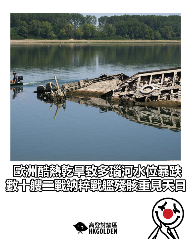 【歐洲酷熱乾旱致多瑙河水位暴跌 數十艘二戰納粹戰艦殘骸重見天日】